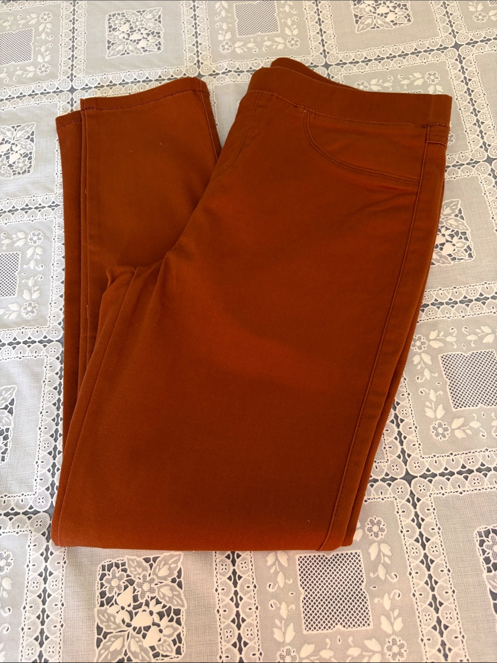Natural Reflections Women's Rust Orange Stretch Jeggings, size LARGE